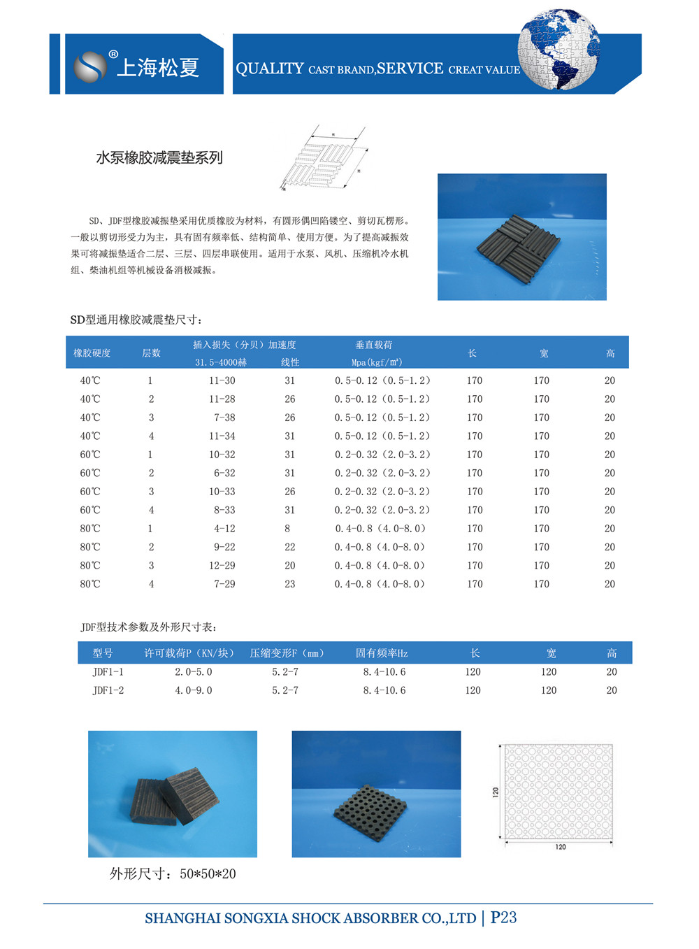 SD橡胶减震器产品参数